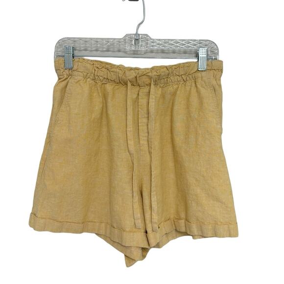 Uniqlo Linen Cotton Pull-On High Waisted Shorts in Yellow - Size M - Picture 1 of 4